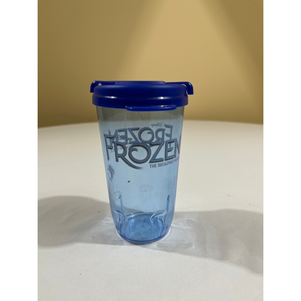 Disney Frozen Broadway Musical Tumbler Blue Souvenir Cup Lid Theatre Memorabilia